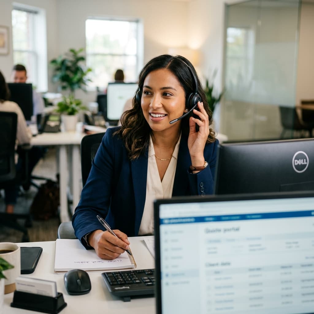 Insurance Agent taking a call